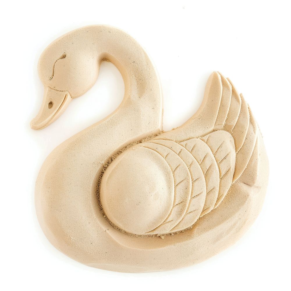 Flat Sand Sculpture a swan animal bird white background.
