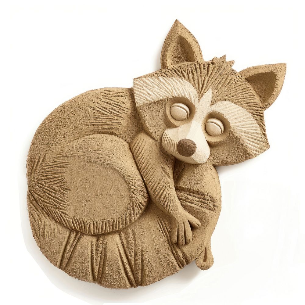 Flat Sand Sculpture a raccoon sculpture cartoon animal.