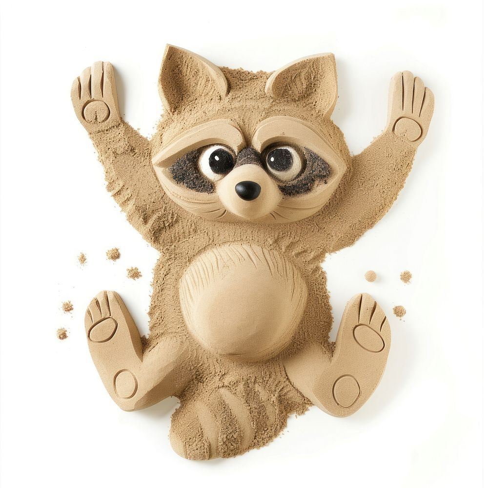 Flat Sand Sculpture a raccoon toy cartoon animal.