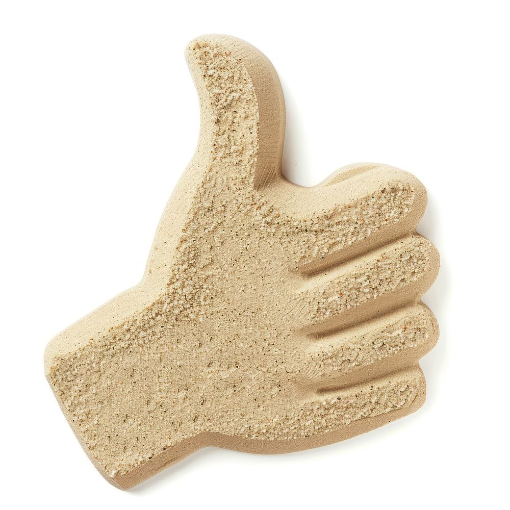 Flat Sand Sculpture a thumbs up icon white background gesturing clothing.