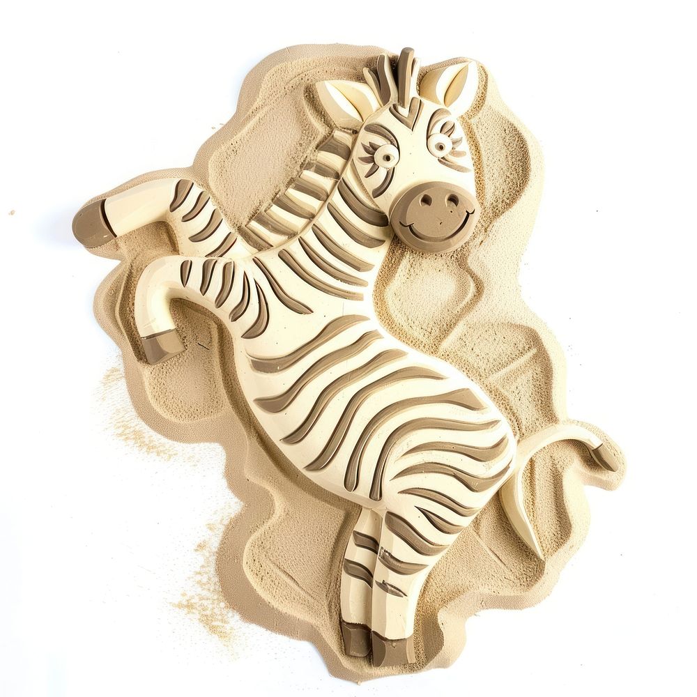 Flat Sand Sculpture a zebra cartoon animal mammal.