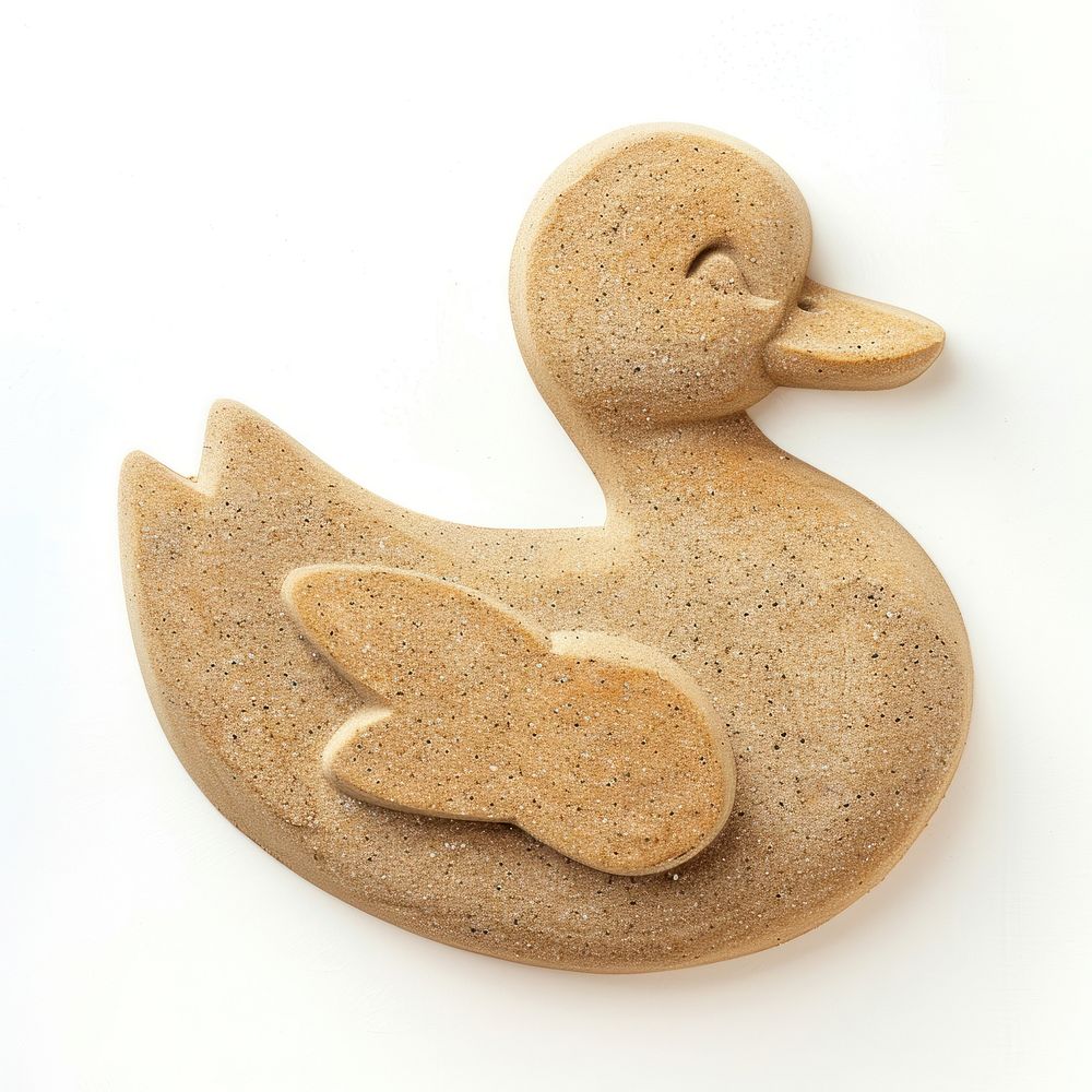 Sand Sculpture a duck white background representation confectionery.