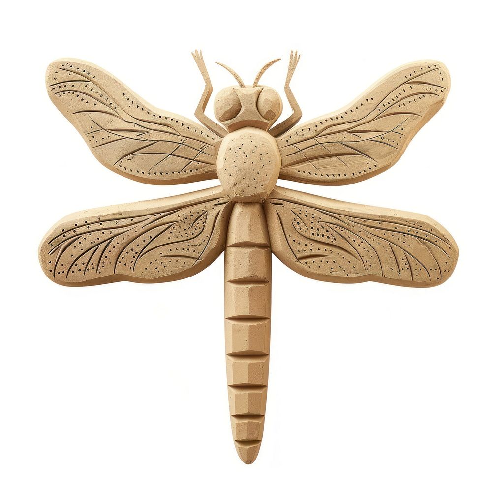 Sand Sculpture a dragonfly animal insect white background.