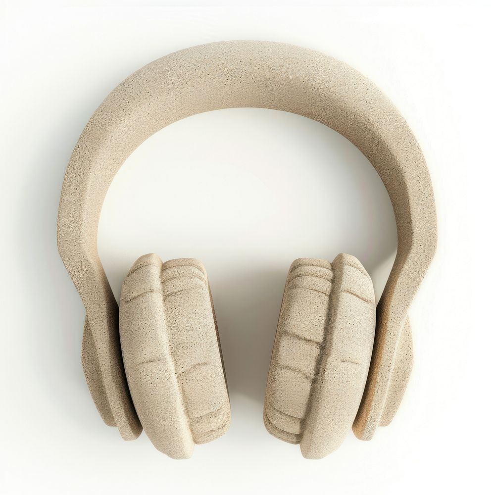 Sand Sculpture a headphones headset white background electronics.