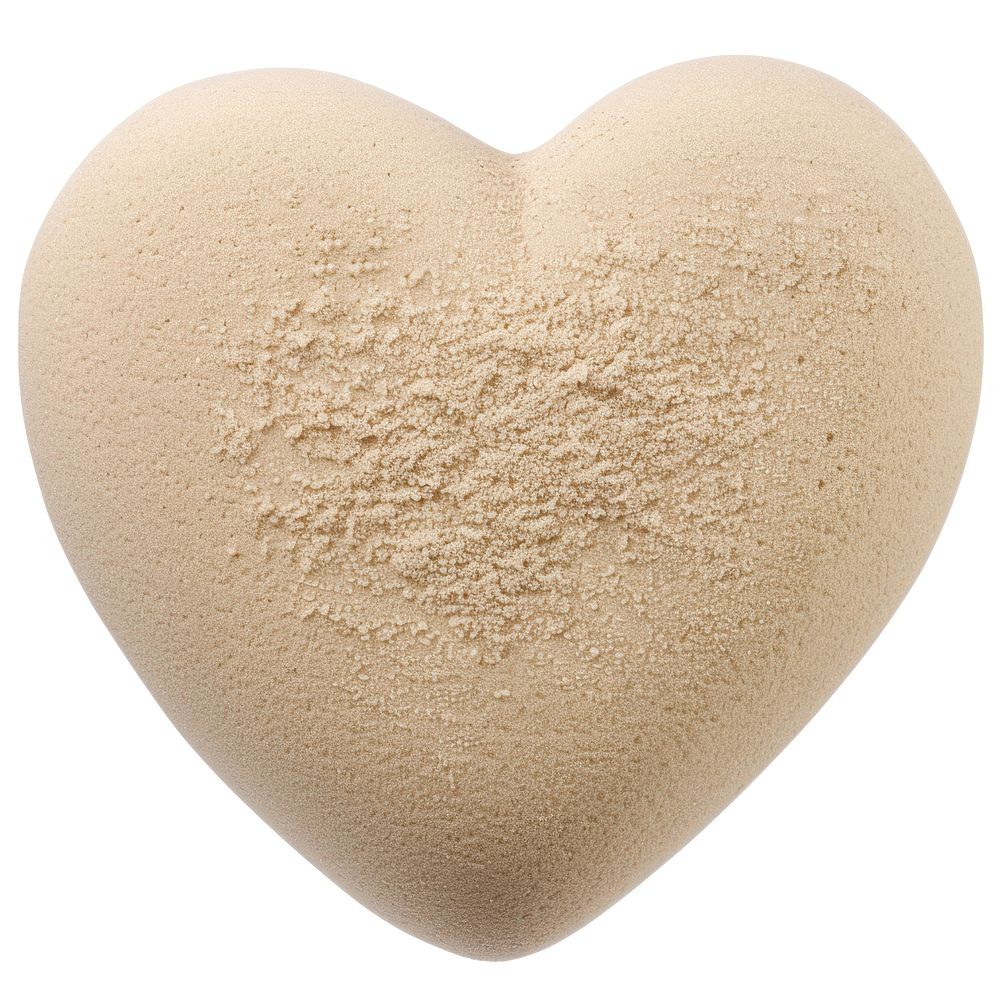 Sand Sculpture a heart white background protein sponge.