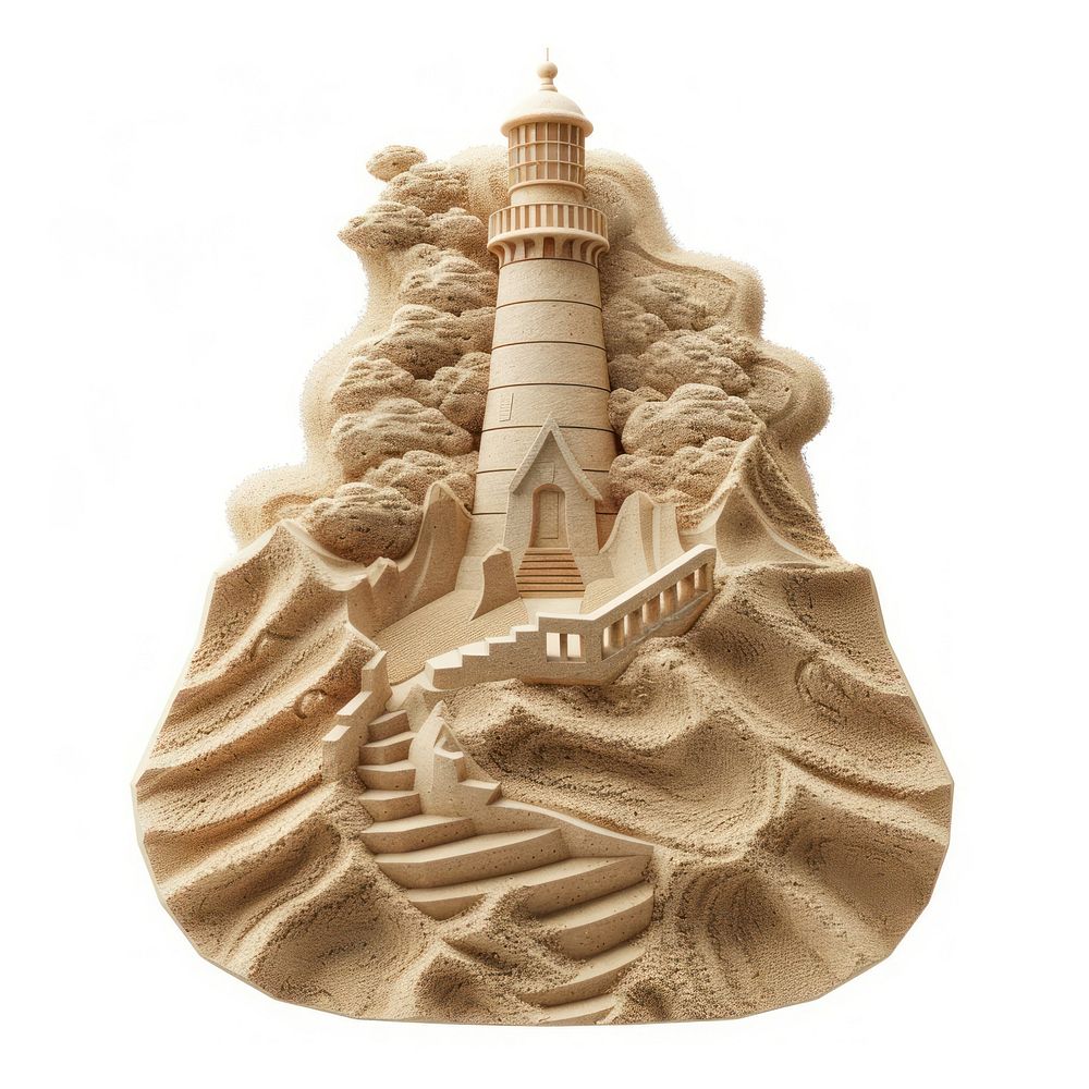 Sand Sculpture a lighthouse sculpture nature beach.
