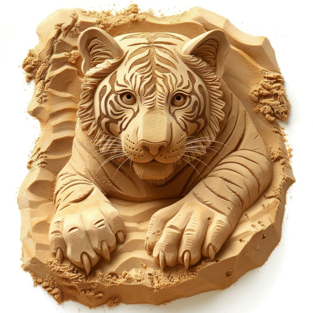 Sand Sculpture a tiger art sculpture animal.