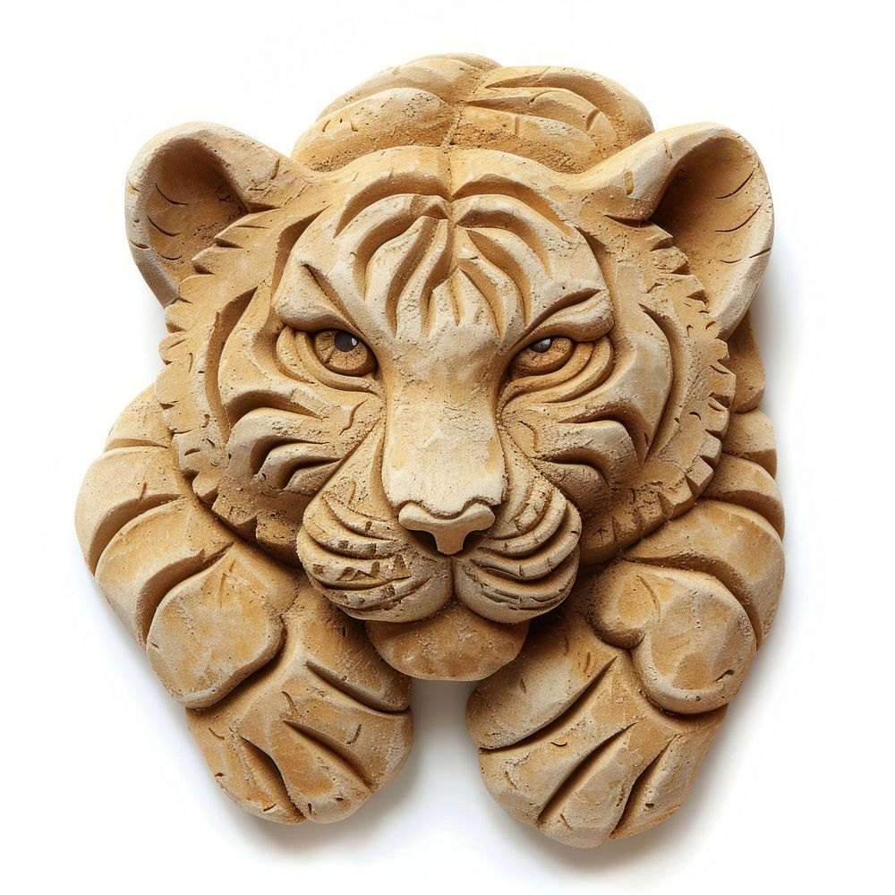 Sand Sculpture a tiger sculpture art animal.
