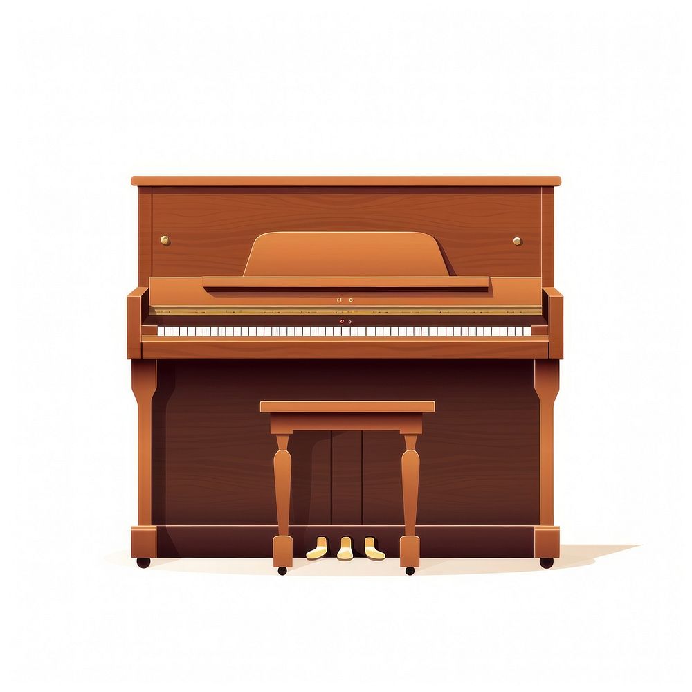 Piano flat vector illustration furniture keyboard white background.