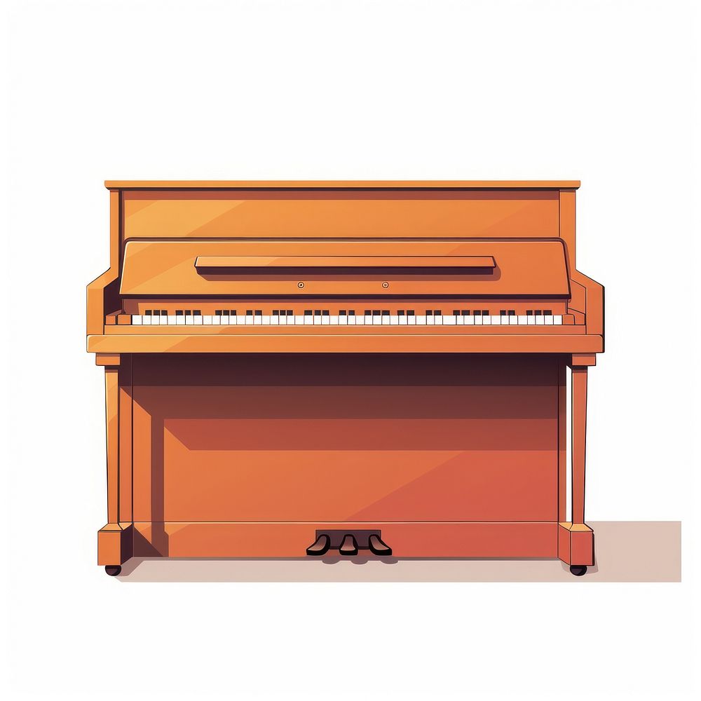 Piano flat vector illustration keyboard white background harpsichord.