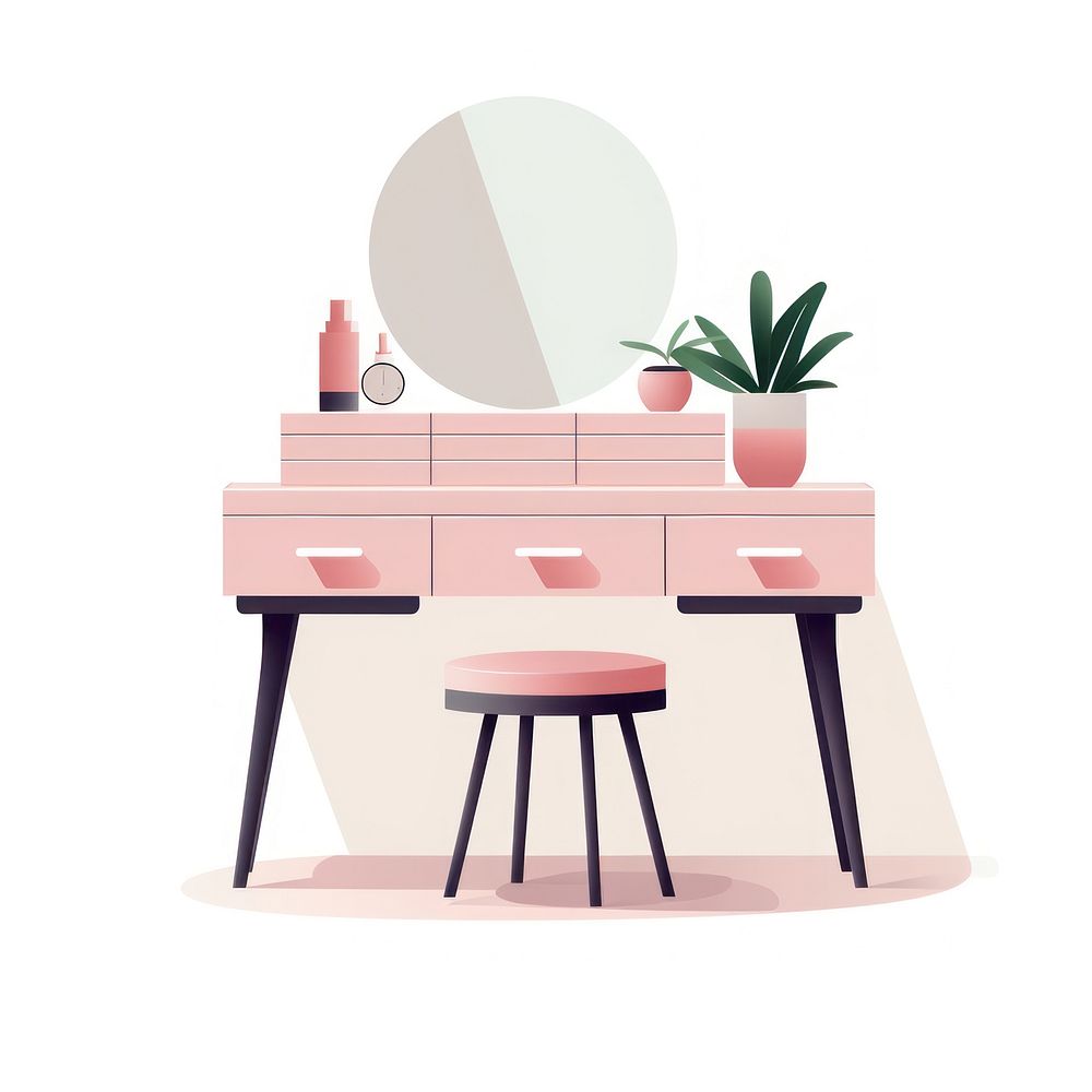 Vanity flat vector illustration furniture table desk.