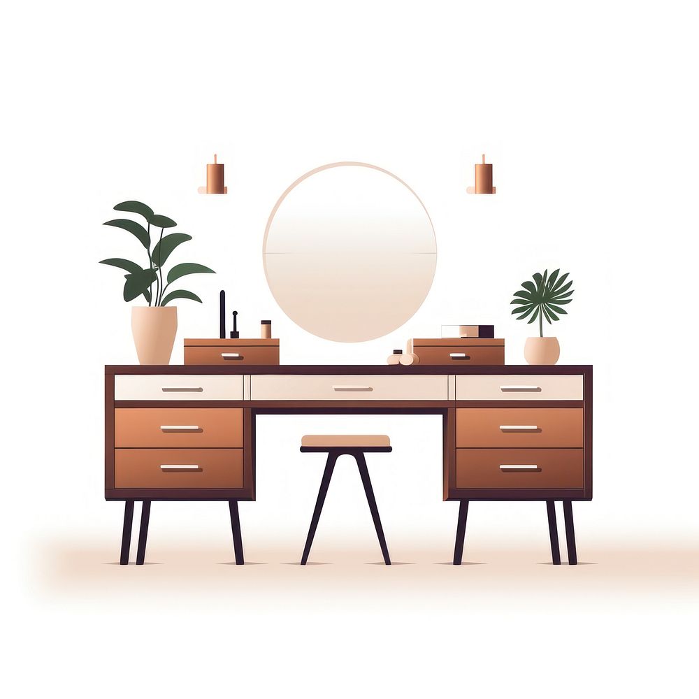 Vanity flat vector illustration furniture table desk.