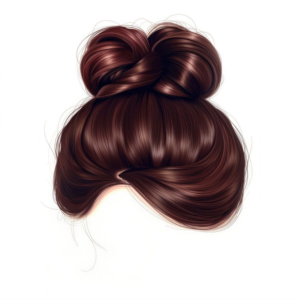 Brown bun hair stlye hairstyle adult white background.