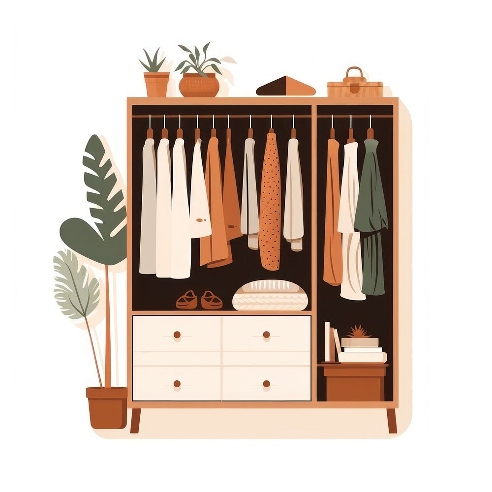 Wardrobe flat vector illustration furniture closet arrangement.