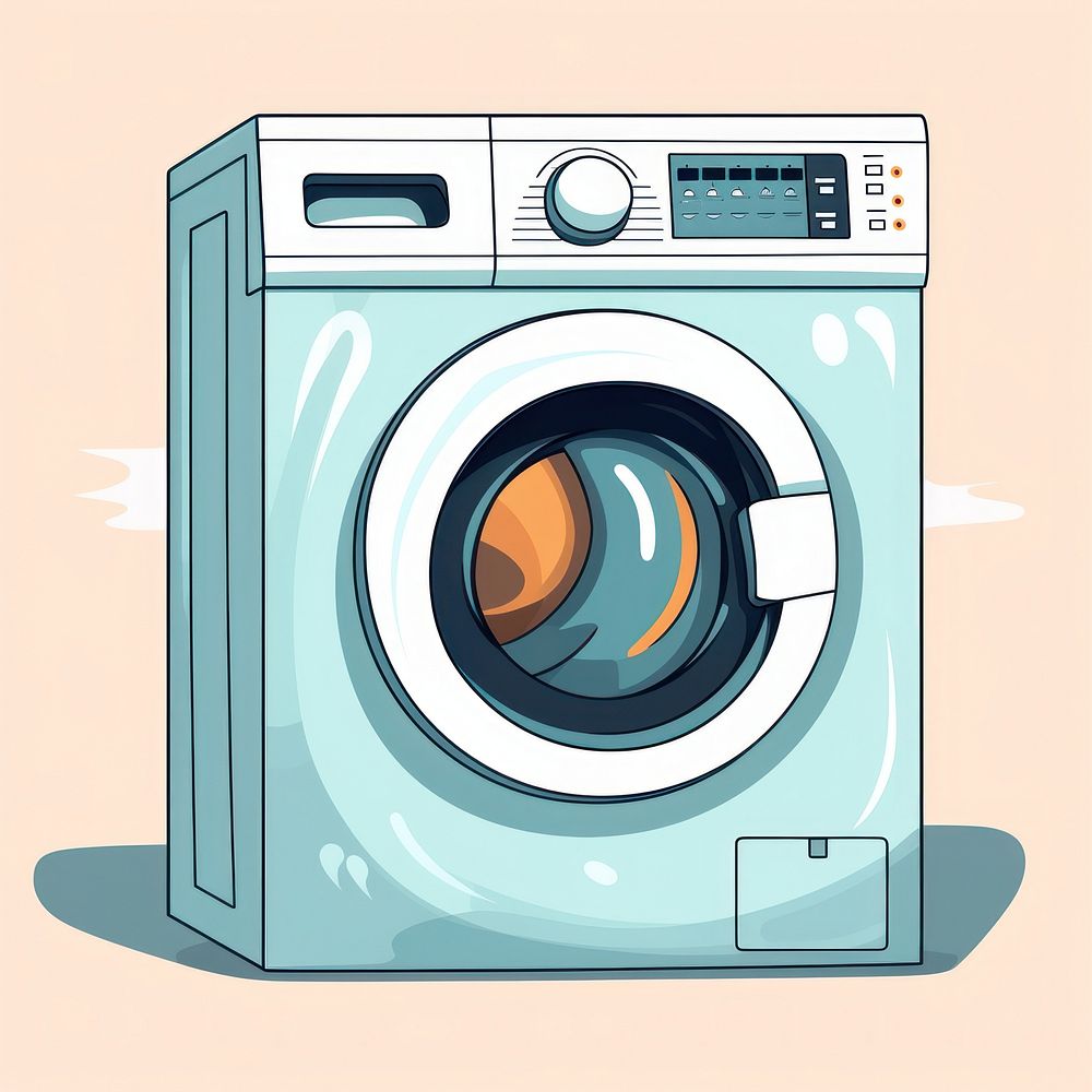 Washing machine flat vector illustration appliance dryer convenience.
