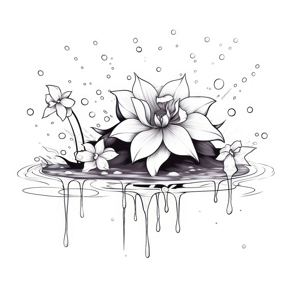 Water flower drawing sketch plant.