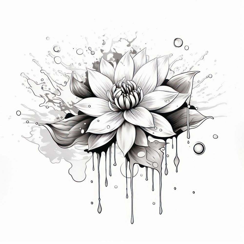 Water flower pattern drawing sketch.