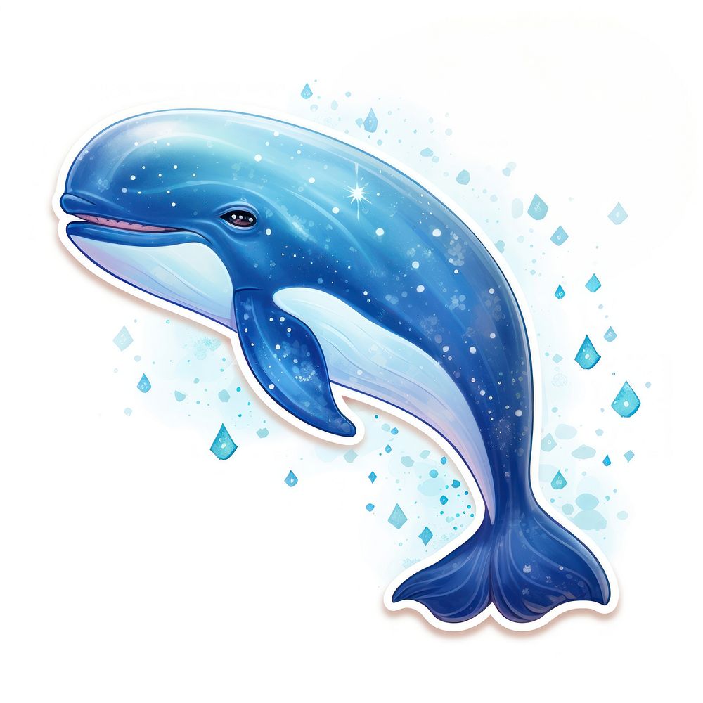 Whale glitter sticker dolphin animal mammal.