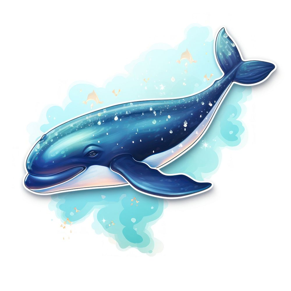 Whale glitter sticker animal mammal white background.