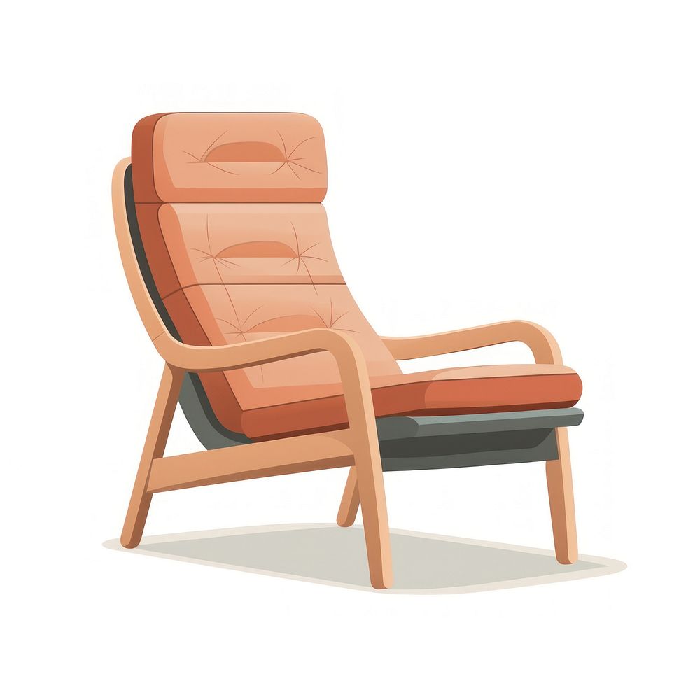 Armchair flat vector illustration furniture white background comfortable.