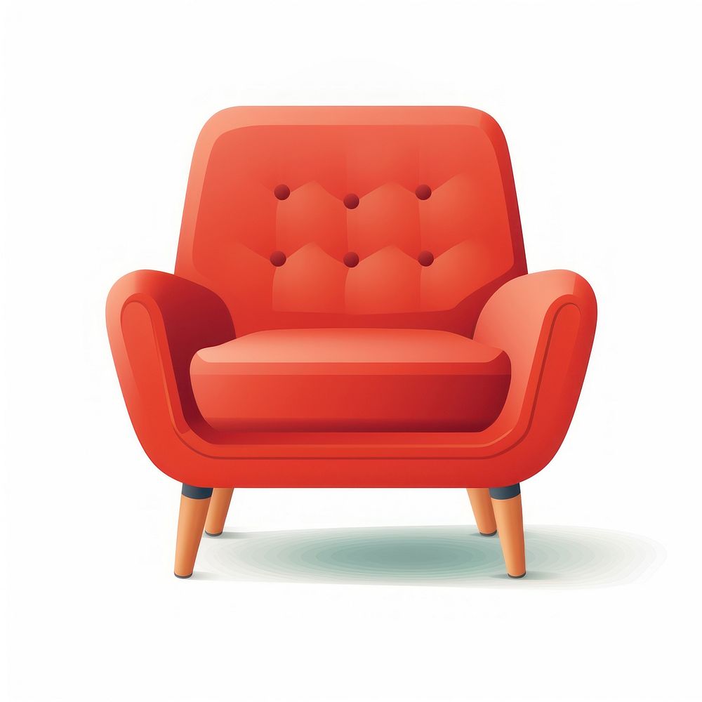 Armchair flat vector illustration furniture white background comfortable.