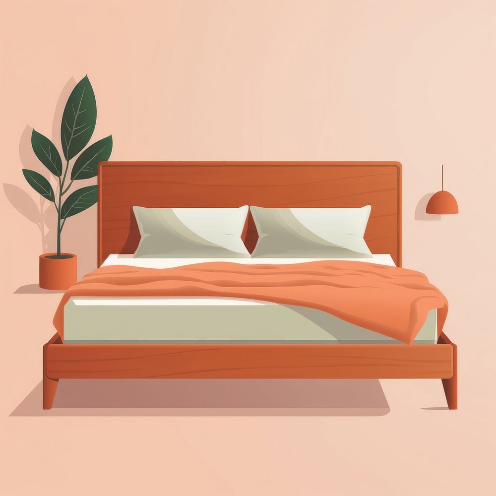 Bed stand flat vector illustration furniture bedroom comfortable.