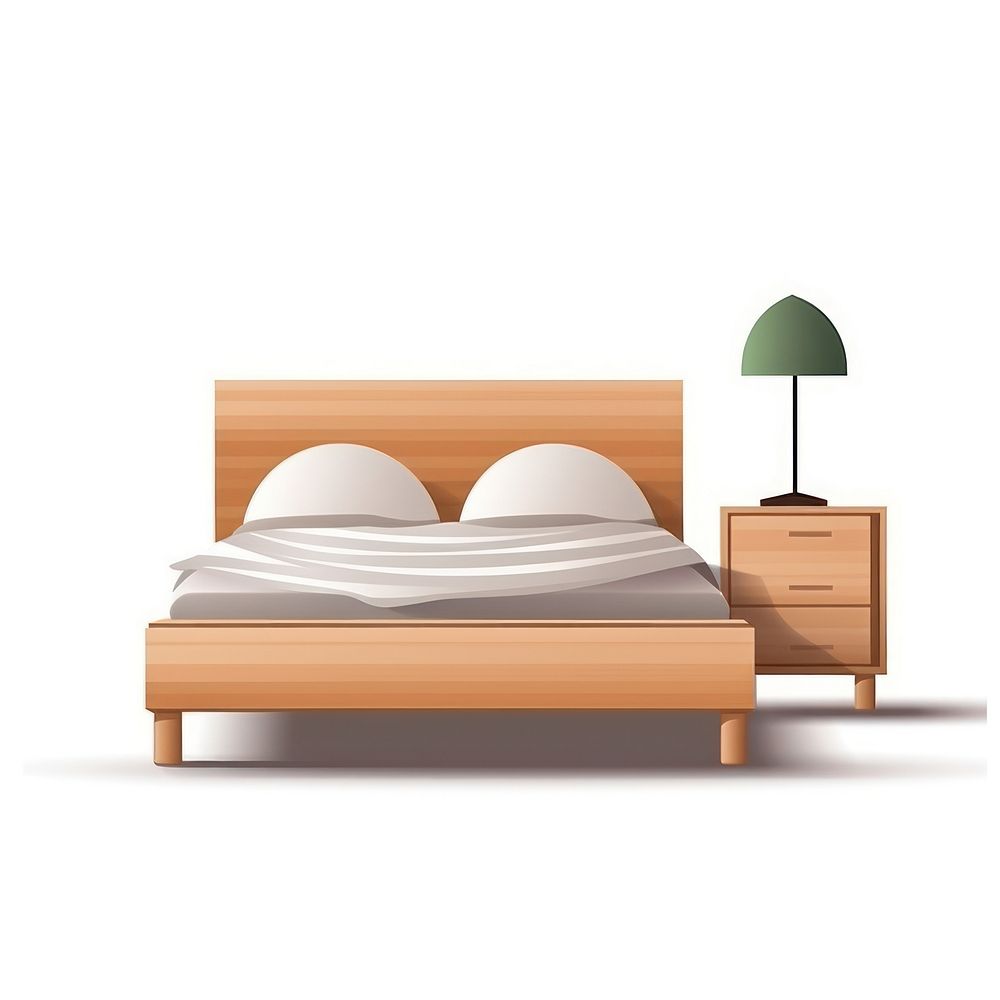 Bed stand flat vector illustration furniture bedroom lamp.