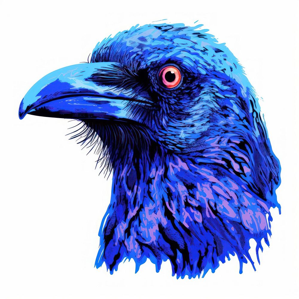 Bird Risograph style animal beak blue.