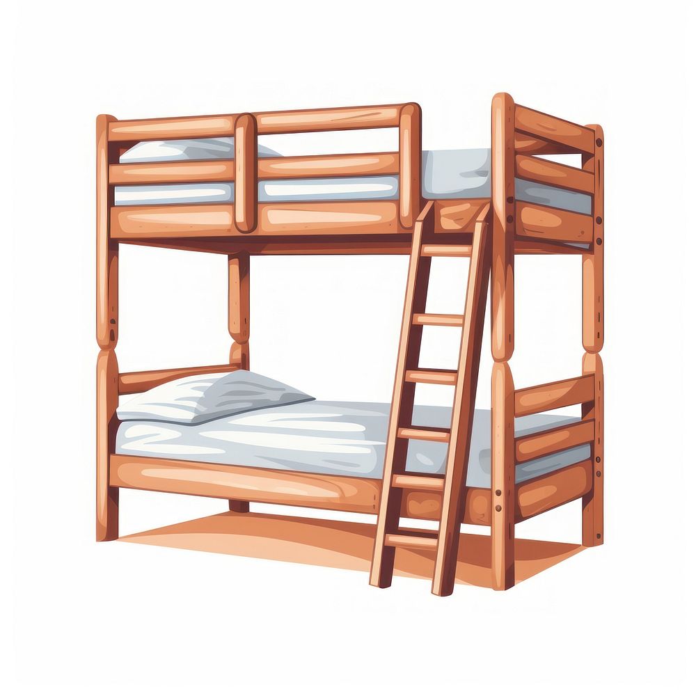 Bunk bed flat vector illustration furniture white background architecture.