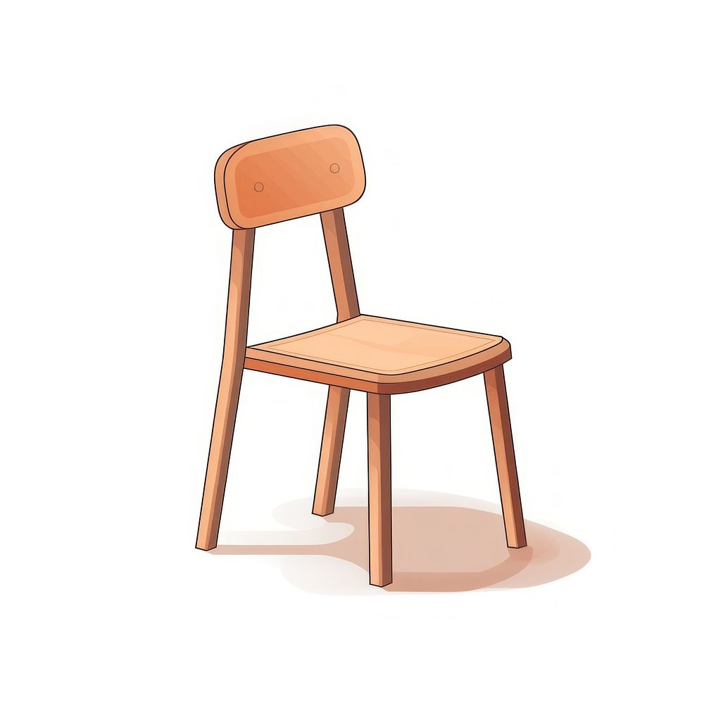 Chair flat vector illustration furniture wood white background.