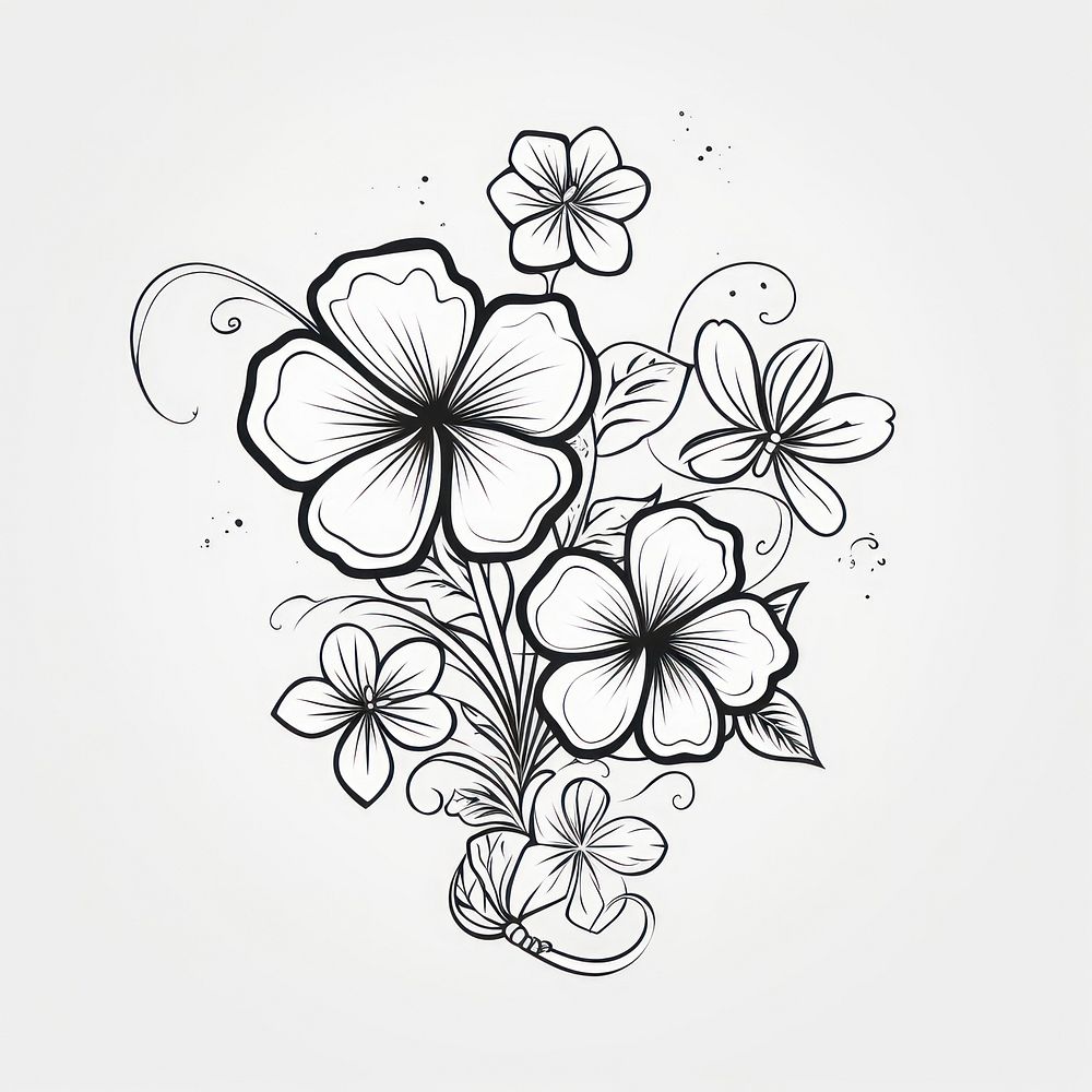 Cool clover pattern drawing sketch.