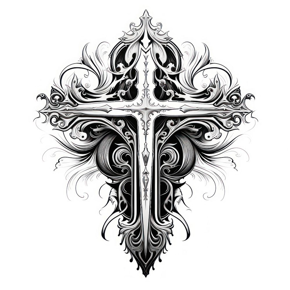 Cool cross symbol white background spirituality.