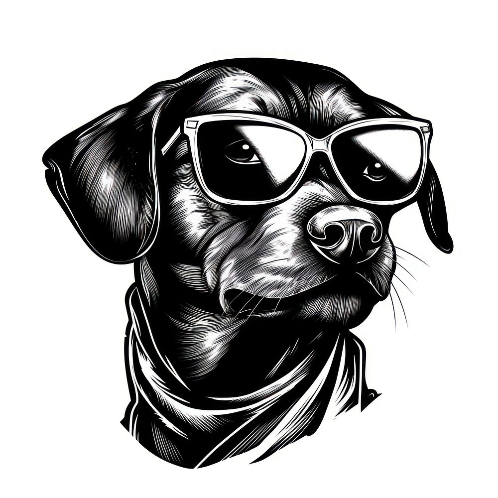 Cool dog drawing glasses sketch.