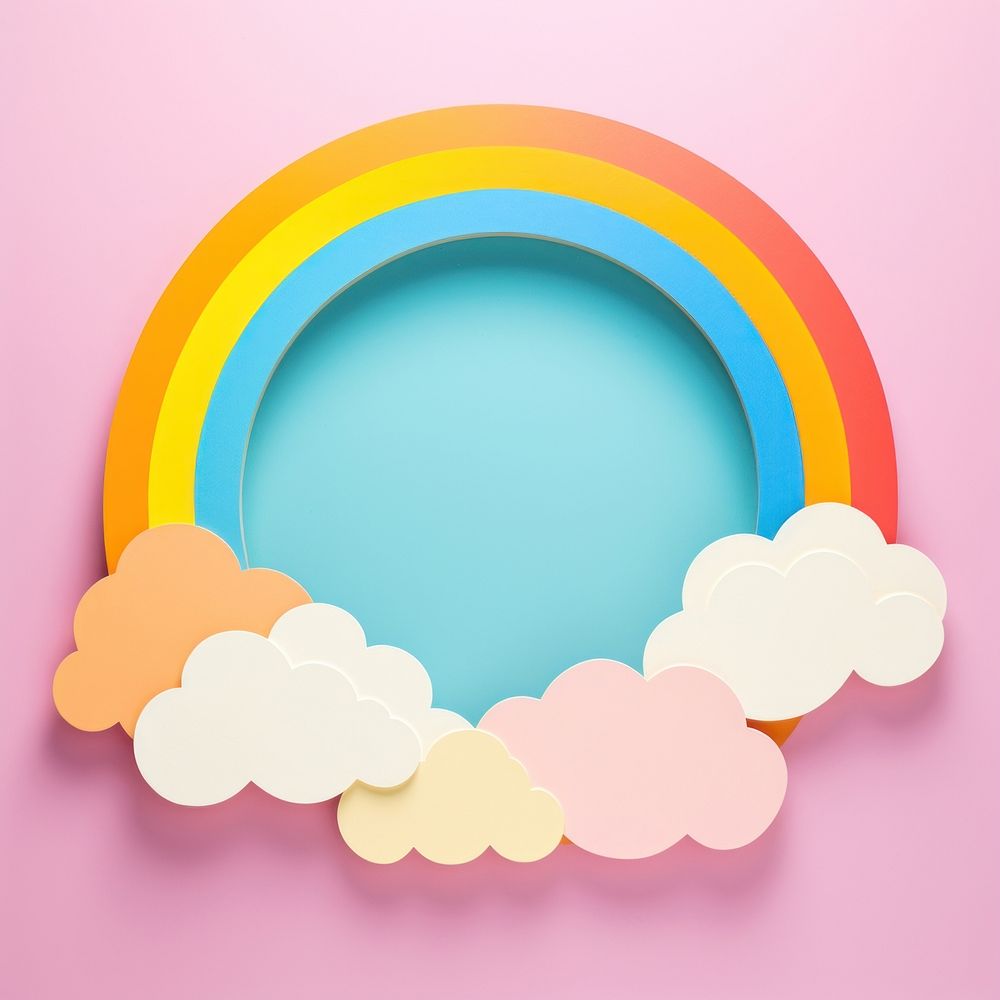 Cloud circle border art idyllic rainbow.