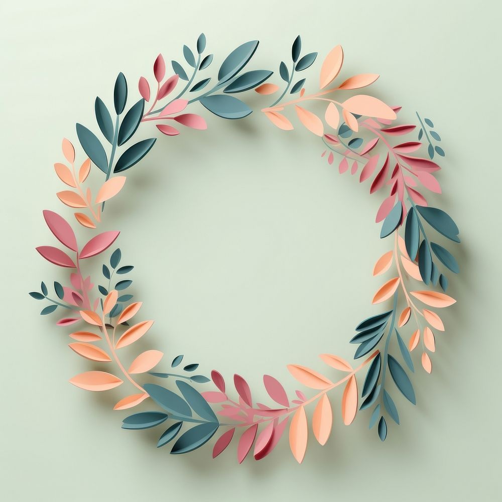 Plant circle border art pattern wreath.
