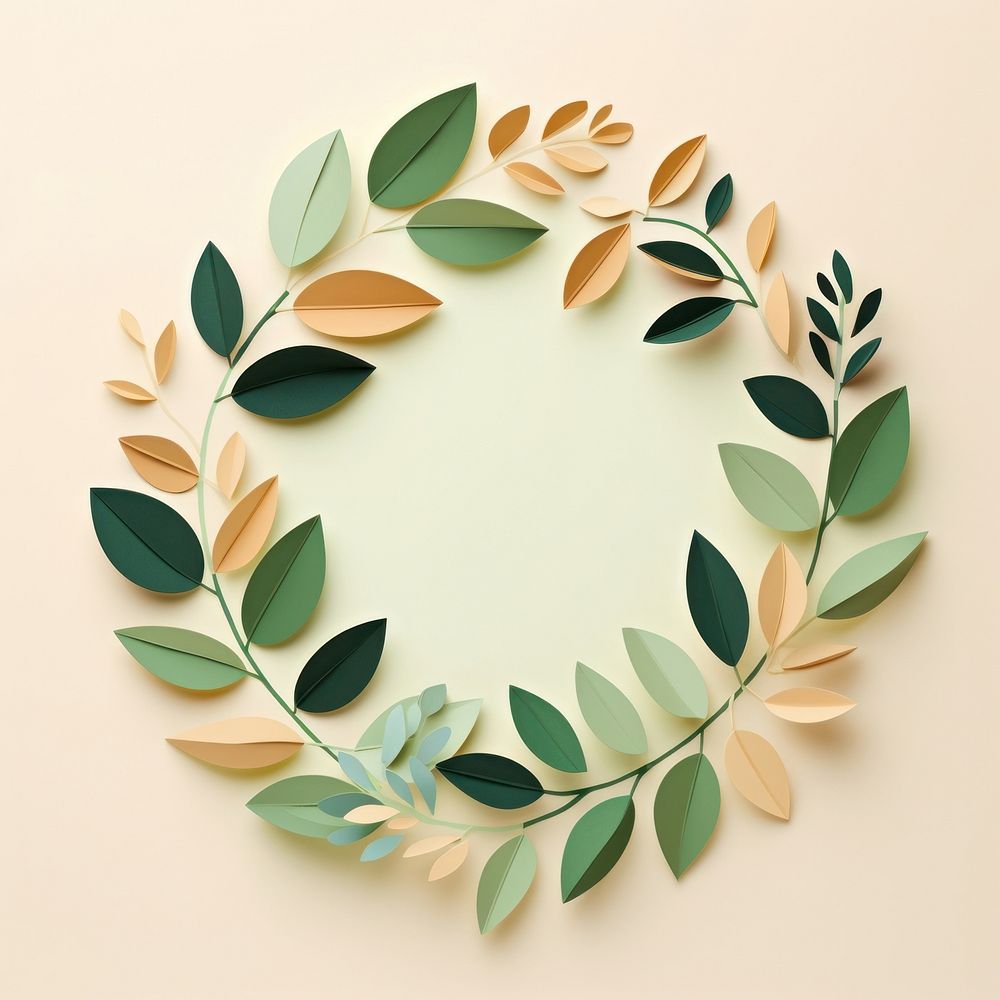 Leaves circle border art pattern wreath.