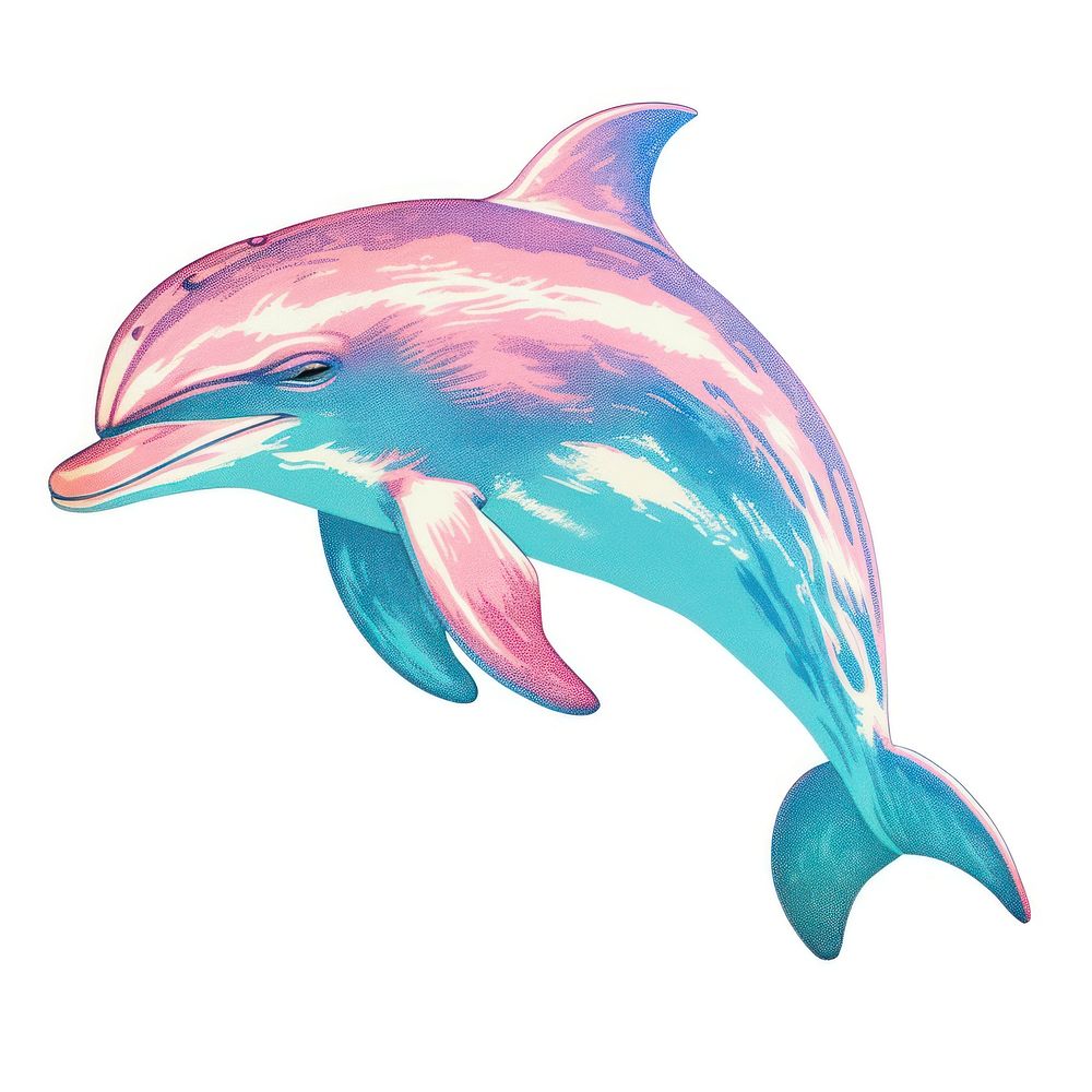 Dolphin Risograph style animal mammal fish.