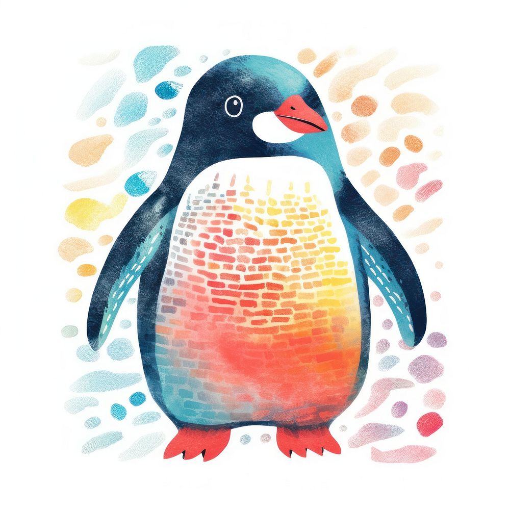 Penguin Risograph style animal bird creativity.