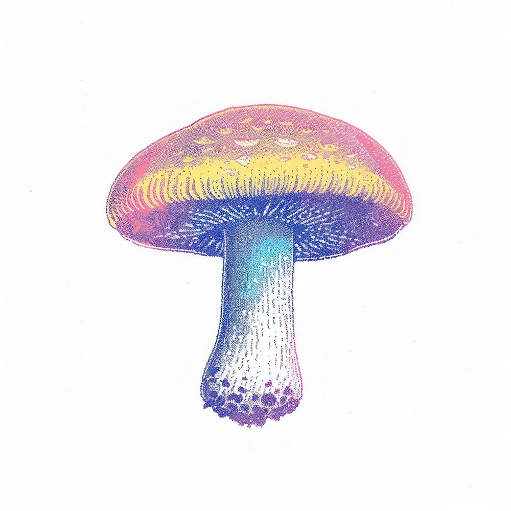 Mushroom Risograph style agaric fungus purple.