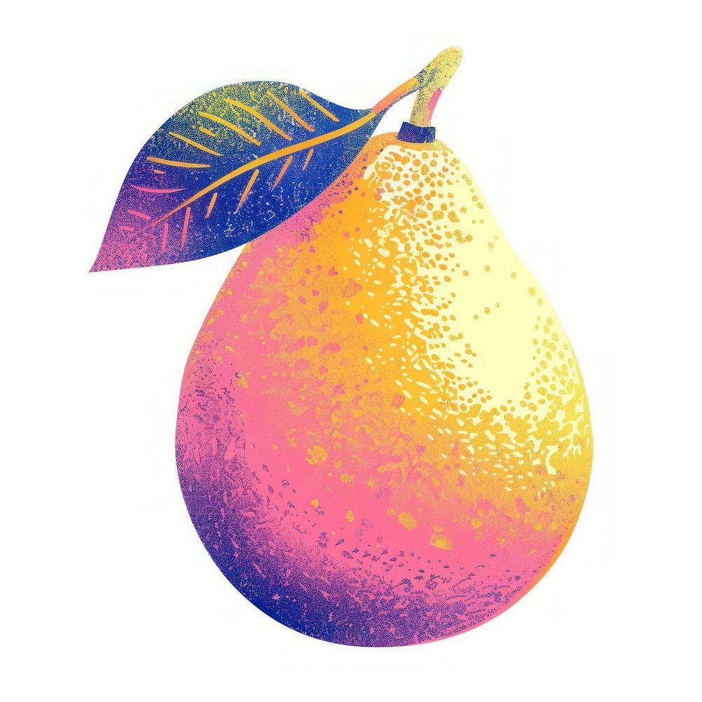 Men Risograph style fruit plant pear.