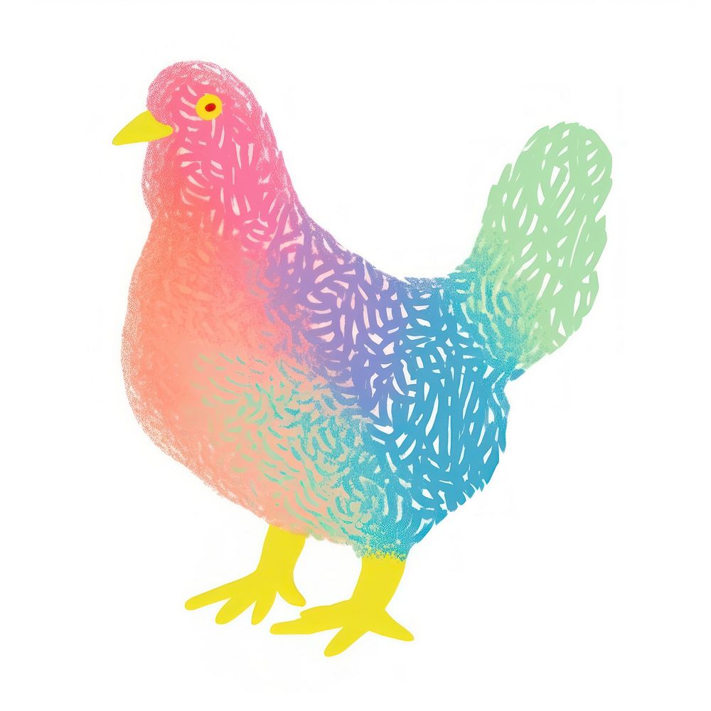 Chicken Risograph style poultry animal bird.