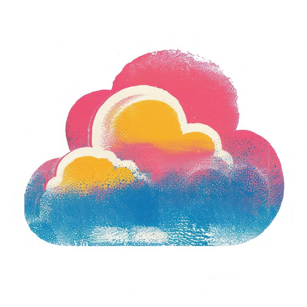 Cloud Risograph style painting white background creativity.