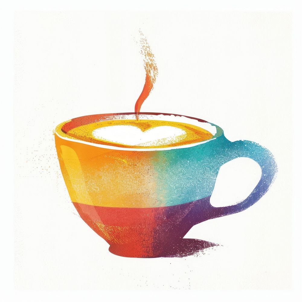 Coffee Risograph style drink cup mug.