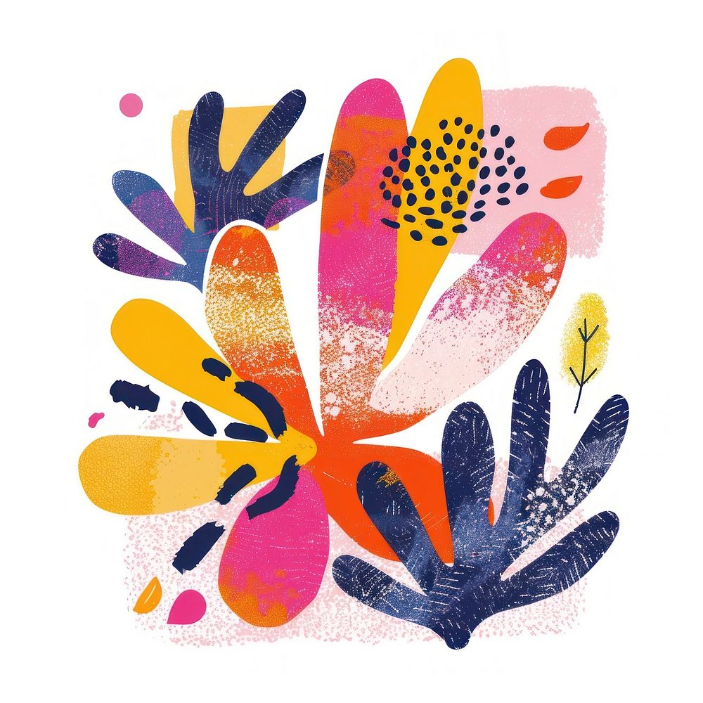 Coral Risograph style painting pattern art.