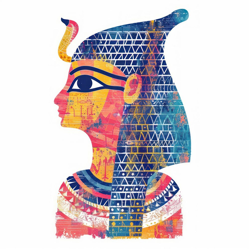Egypt Risograph style adult art white background.
