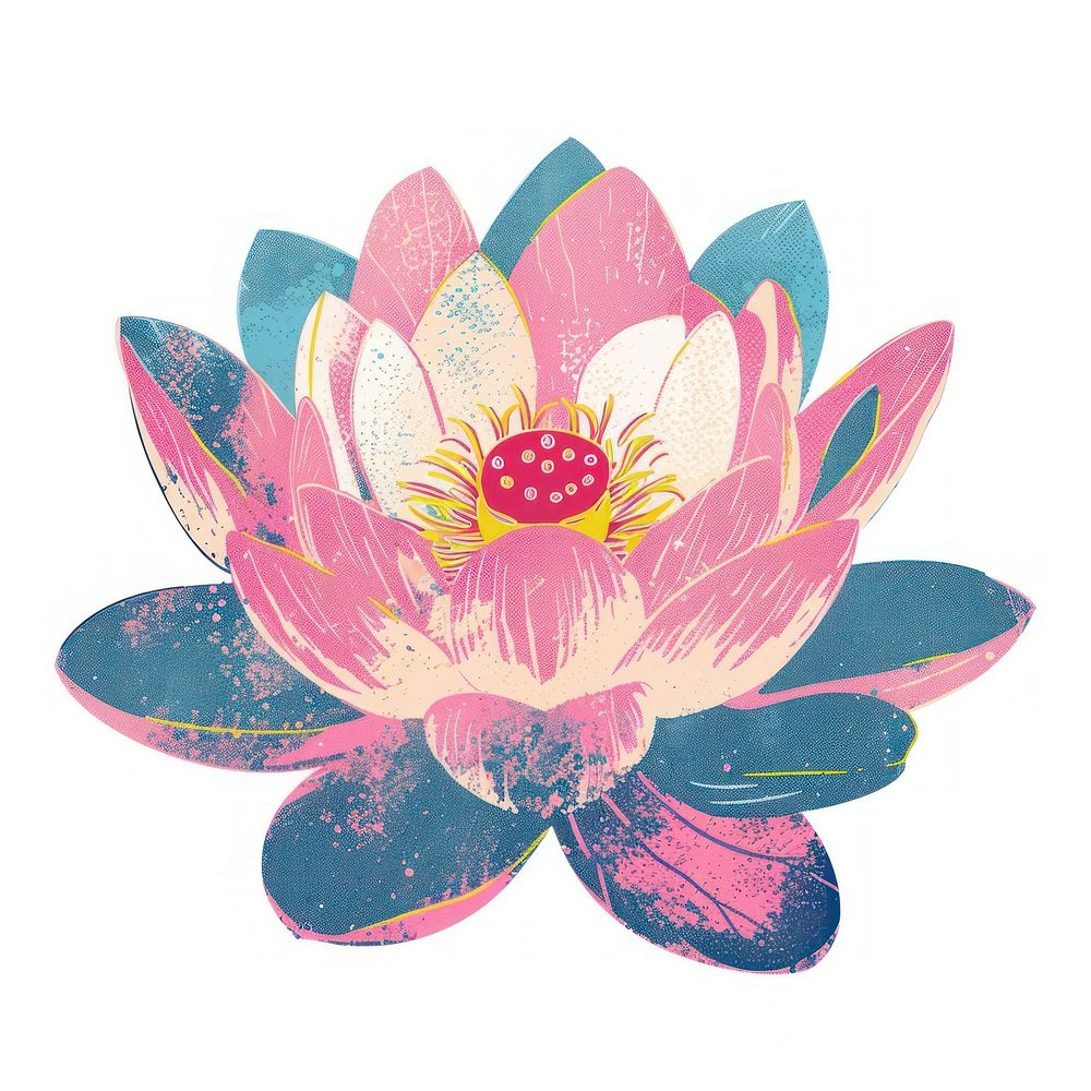 Lotus Risograph style flower petal plant.