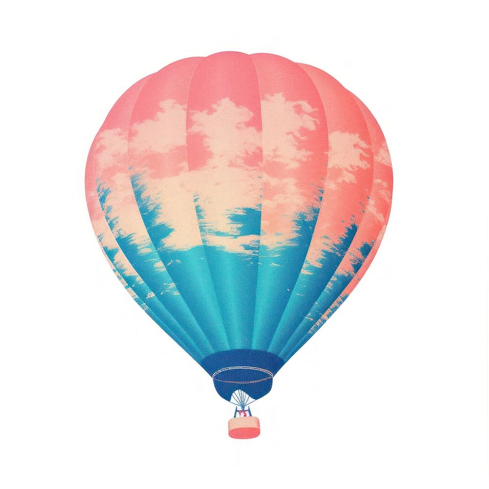 Balloon Risograph style aircraft vehicle white background.