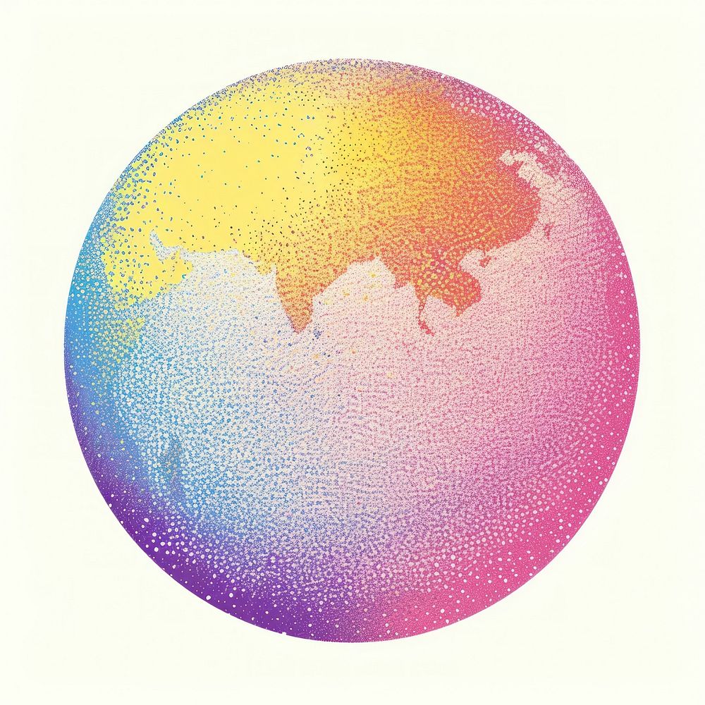 Globe Risograph style sphere planet space.
