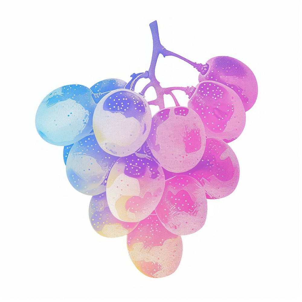 Grapes Risograph style fruit white background refreshment.