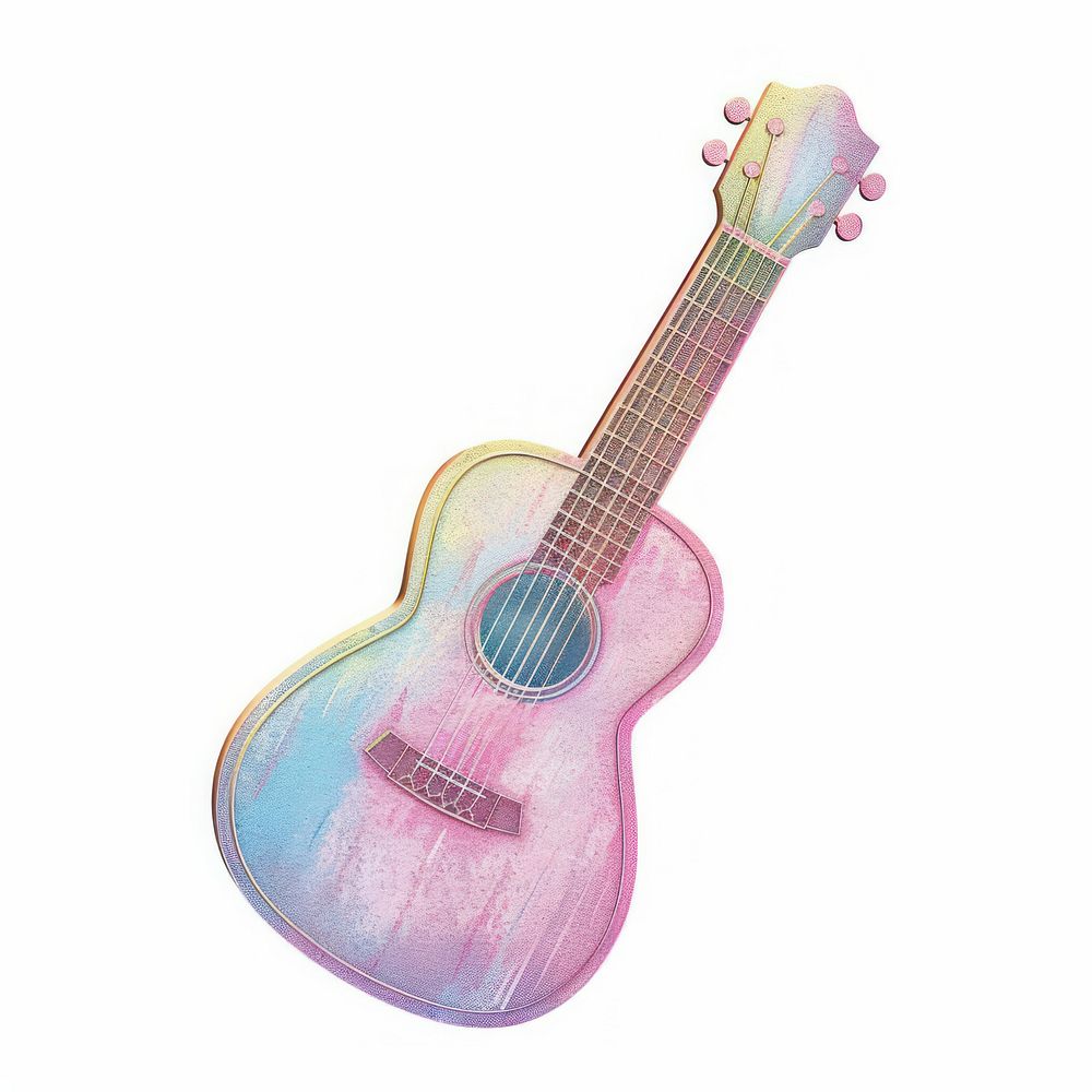 Guitar Risograph style white background performance creativity.